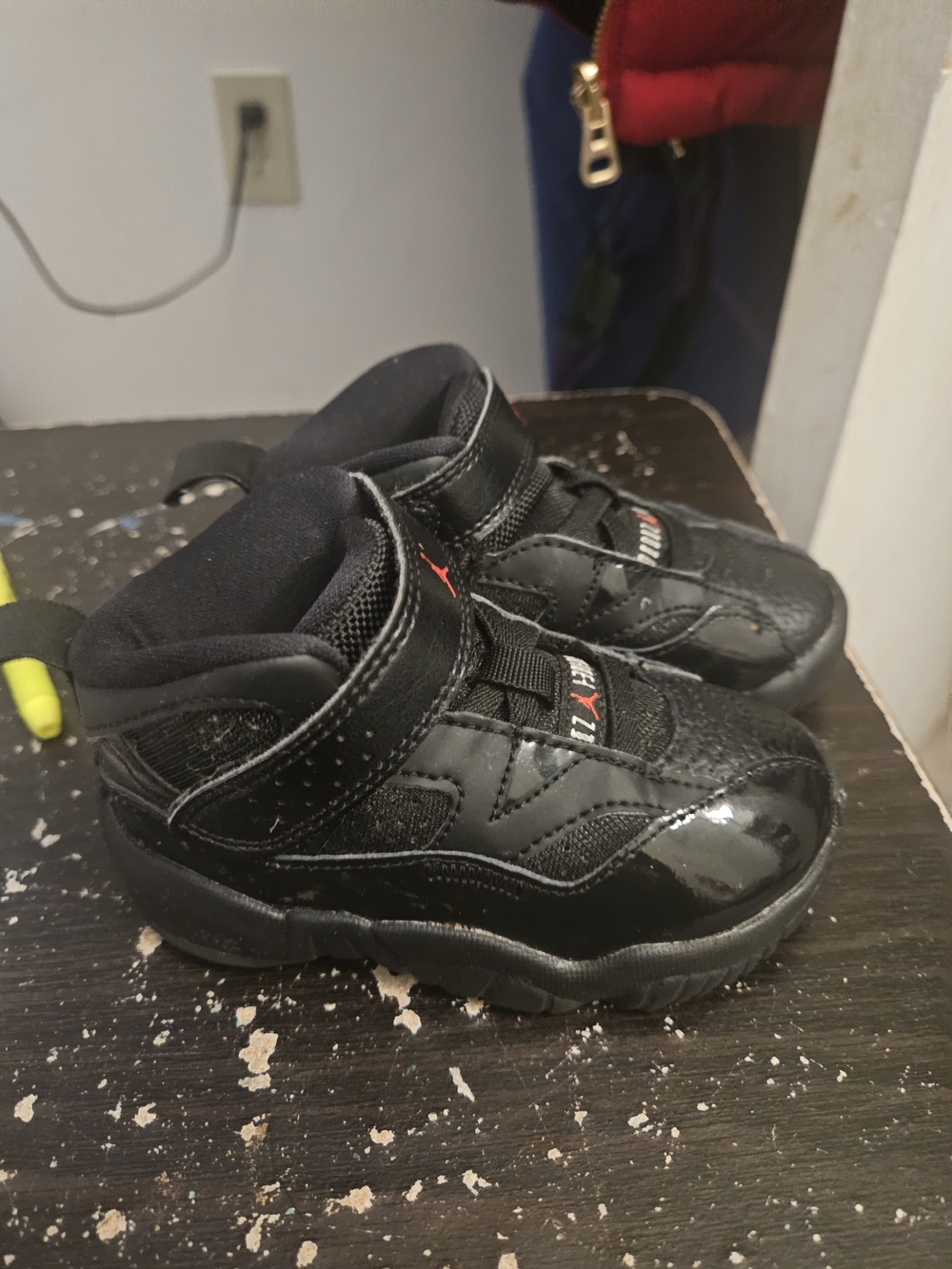 Jordan Jumpman Kids Black Patent-Look Hook-and-Loop Sneakers Size 6c Unisex